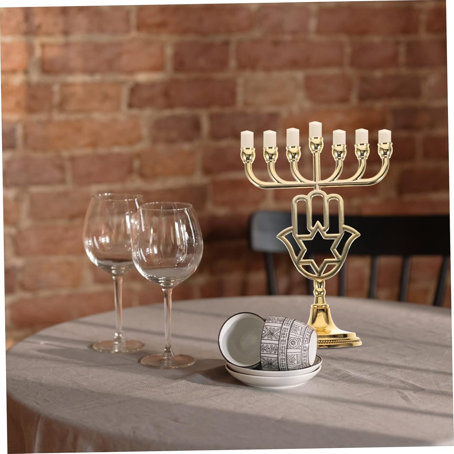 Zerodeko Shabbat Candle Holder Menorah Candelabrum Metal Decorative Candlestick for Party Dinner