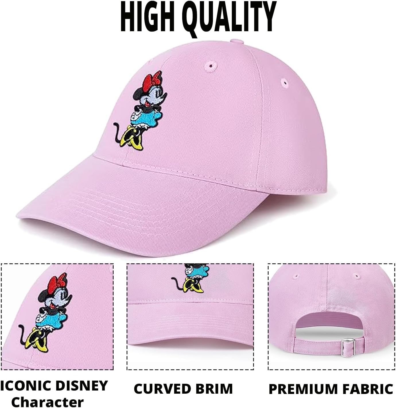 Disney Adult Baseball Cap, Minnie Mouse Adjustable Dad Hat - Image 5