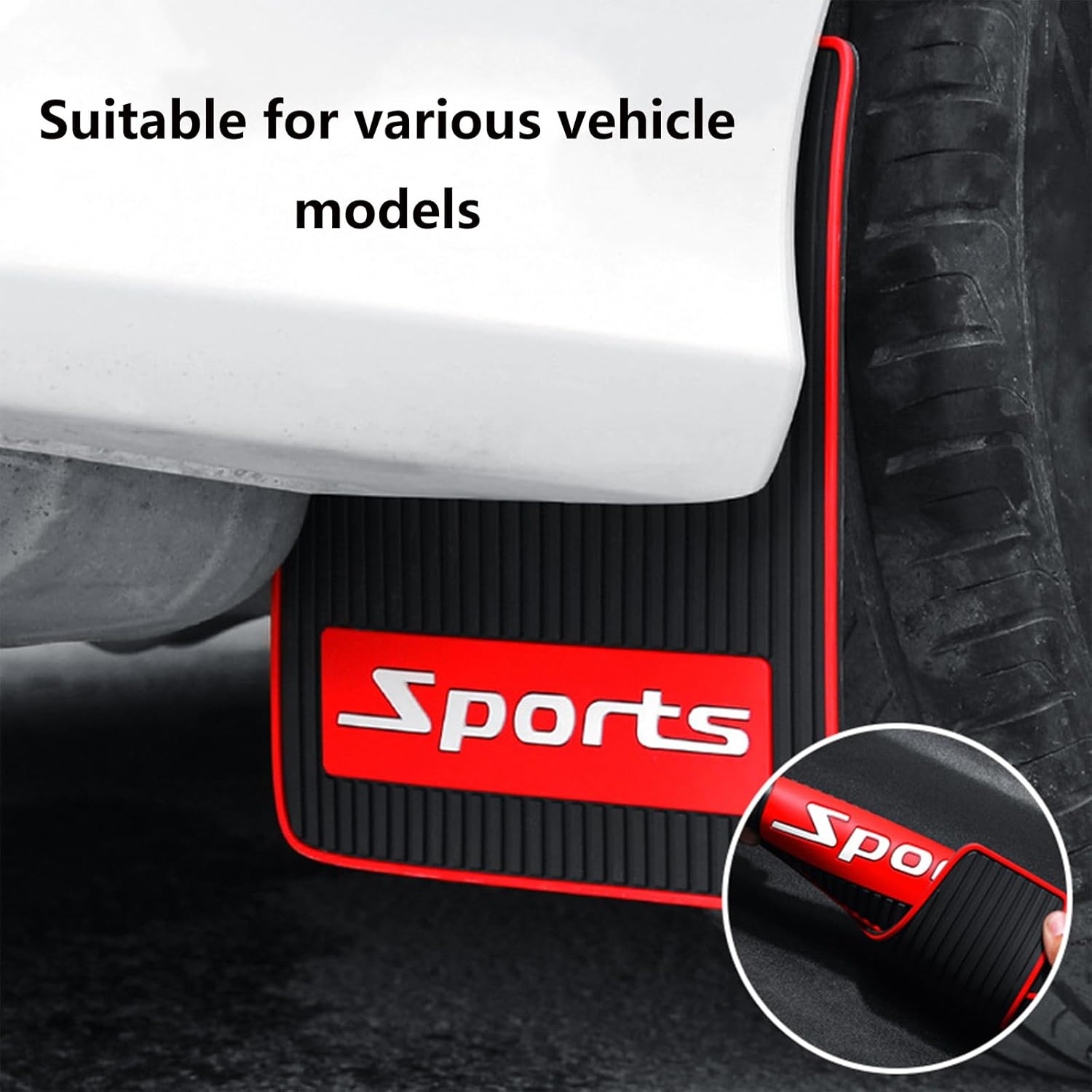 4 Pairs of Mud Flaps Safety Warning Reflective Devices for Car Splash Prevention Device Front and Rear Universal for Car Rubber (Sports) thumbnail