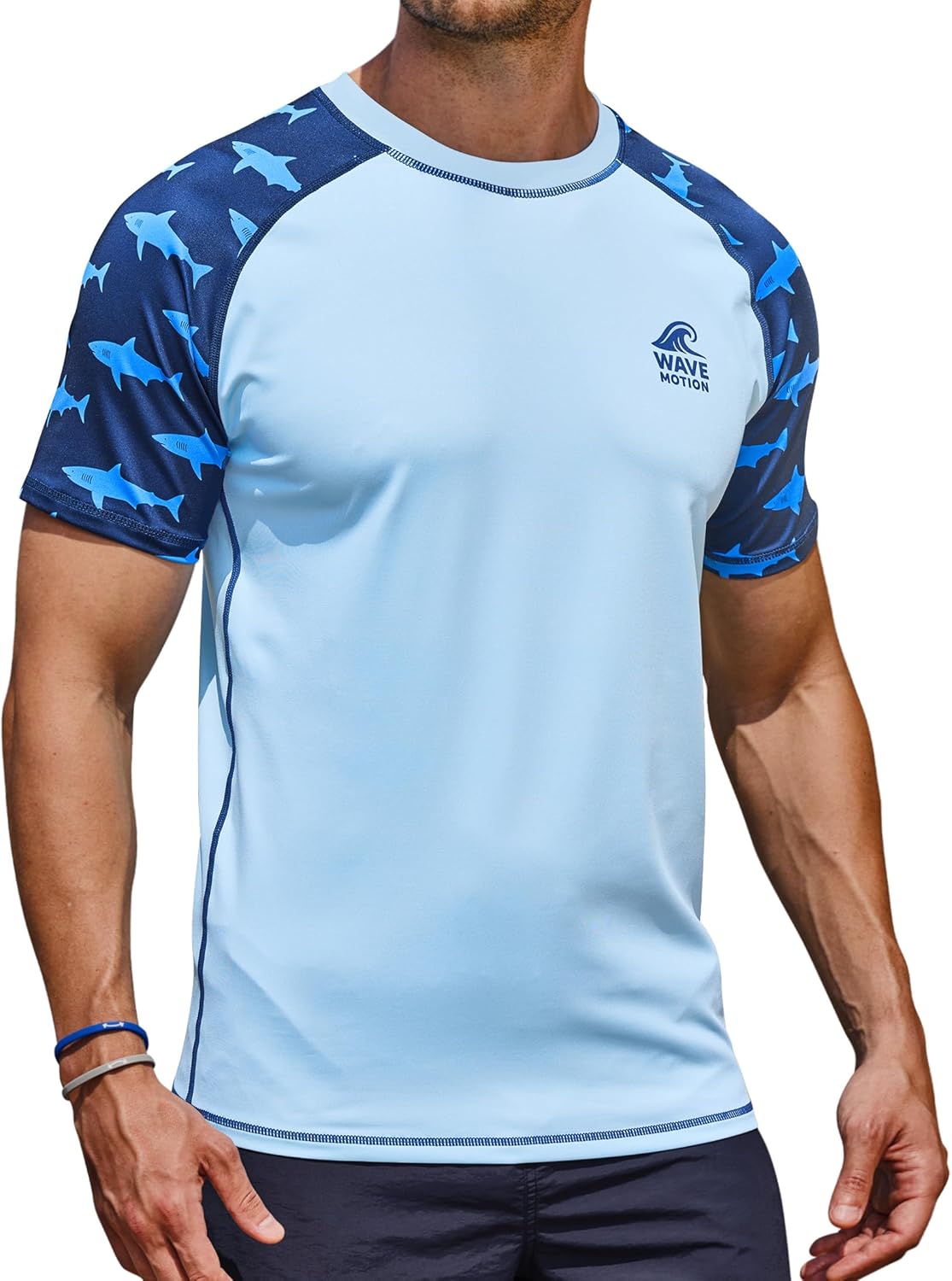 Men Short Sleeve Performance Rash Guard Moisture Wicking Dry Fit UPF50 T-Shirt(S-XXL)
