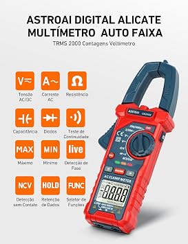 AstroAI Digital Current Clamp 2000 Counts Auto Range Current Meter NCV