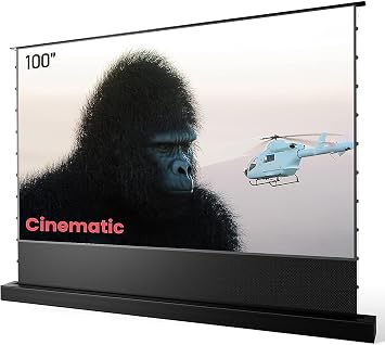 AWOL VISION 100" Motorized ALR Floor Rising Projector Screen for Ultra Short Throw Projector, Projector Screen for Home Theater, 4K/8K Ultra HD, 95% Ambient Light Rejecting, Active 3D-ALR-F210C