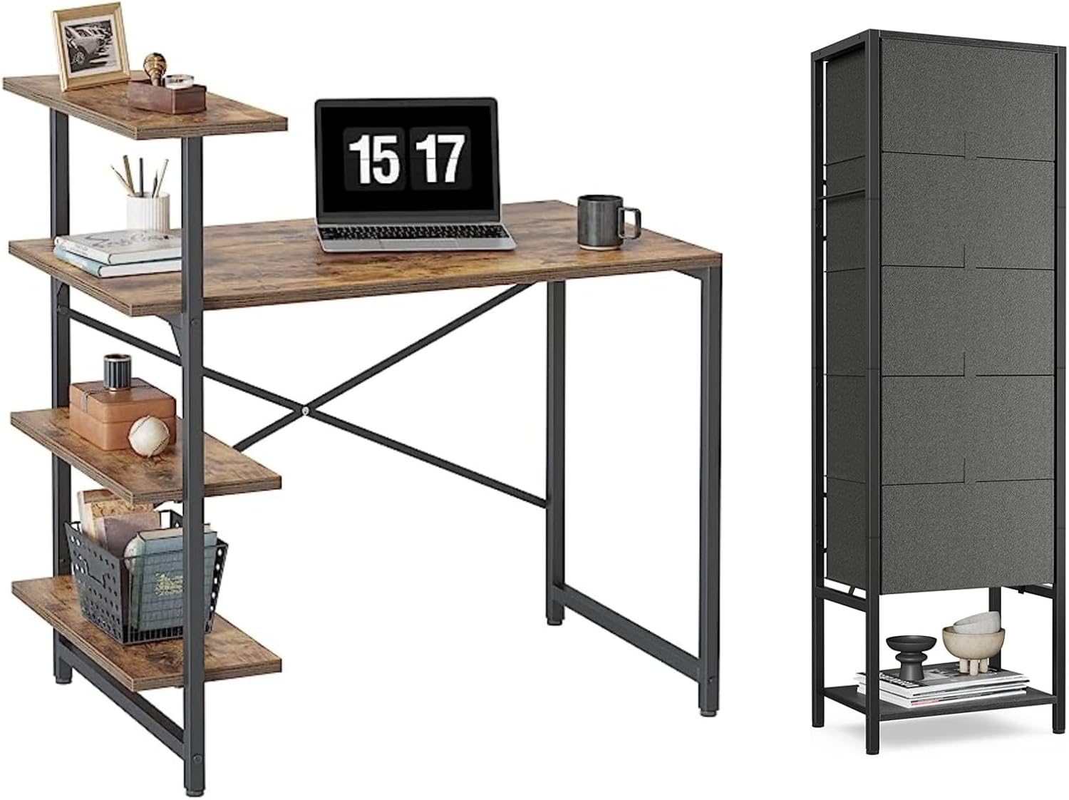 CubiCubi 40 Inch Small Computer Desk with Shelves, Home
