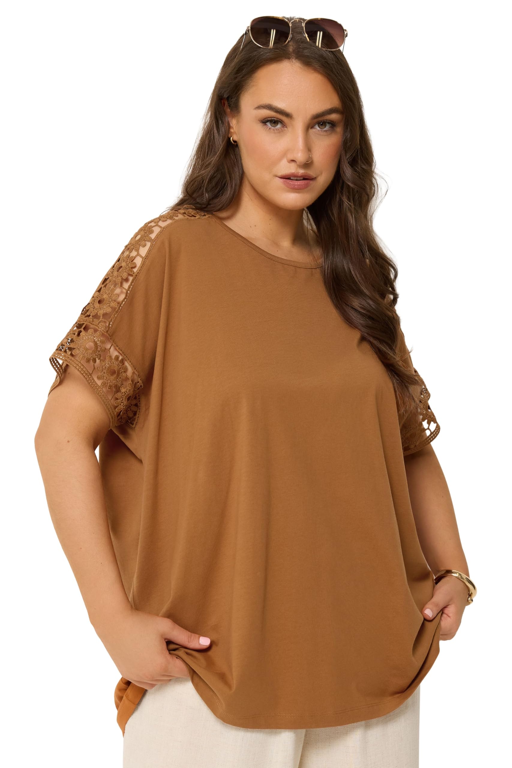 Yours - Women's T-Shirt - Boxy Fit - Size 20 - Brown