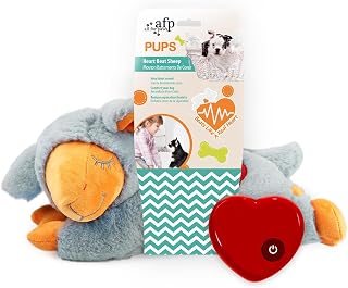 ALL FOR PAWS Heartbeat Puppy for Dogs, Dog Anxiety Relief and Calming Aid Toys, Heartbeat Stuffed Animal Toy for Behavioral Training, Snuggling Plush Toy for Puppy Sleep Aid, Grey Sheep