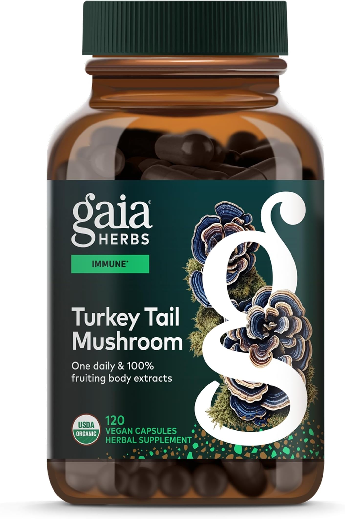 Turkey Tail Mushroom - Traditional Immune Support & Liver Health Supplement* - with Organic Turkey Tail Mushroom Fruiting Body Extract - 120 Vegan Capsules (120 Servings)