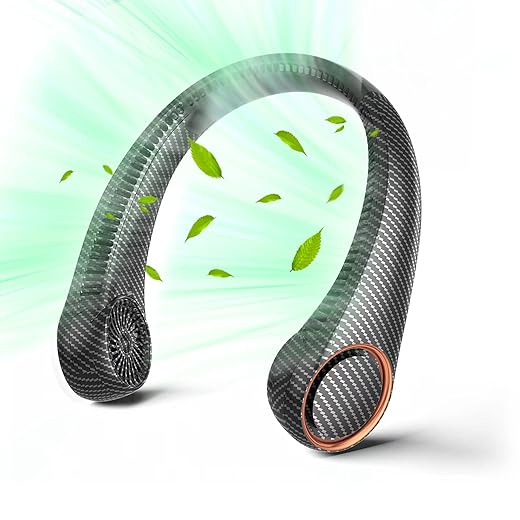 Portable Neck Fan, Hands Free Bladeless 360° Cooling Personal Fan,Wearable Quiet Fan for Outdoor Indoor, Gifts for Men Women, 4000mAh Battery Operated, USB Rechargeable, 3-Speeds(Black Graffiti)