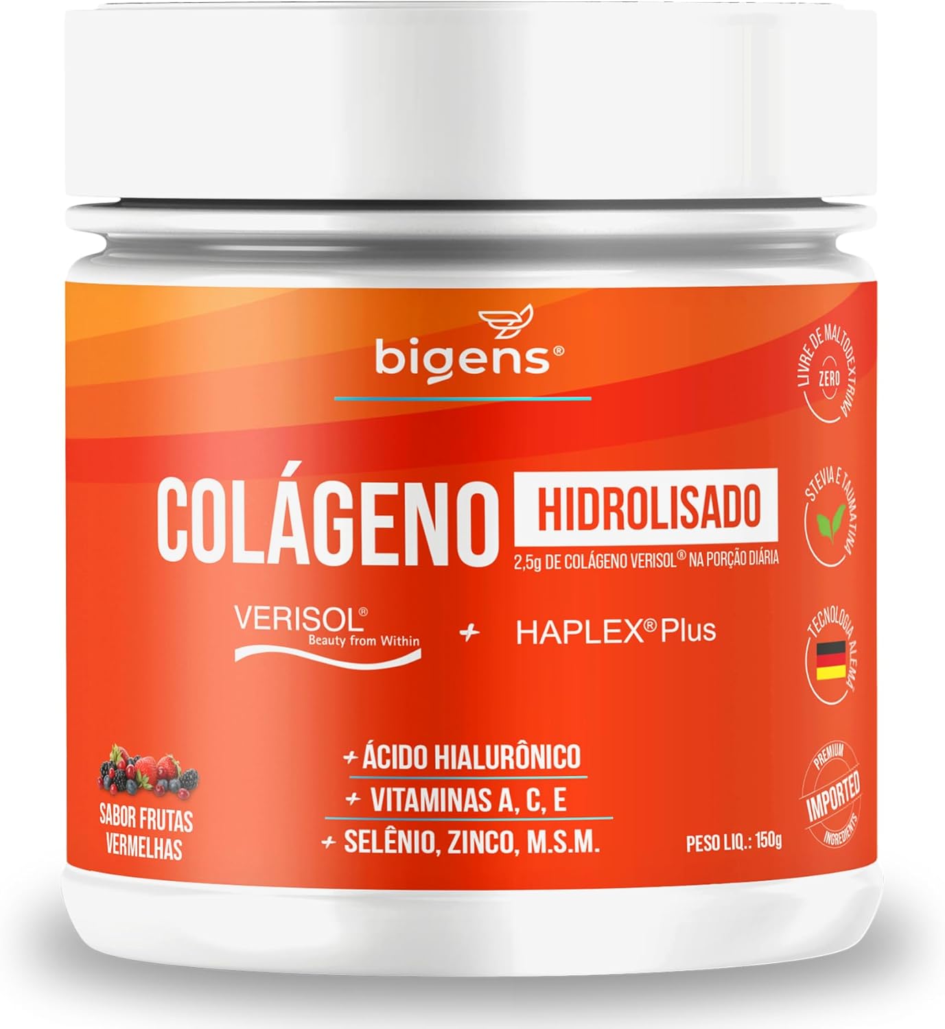 Colágeno Hidrolisado Verisol + Haplex Plus com Ácido Hialurônico e Vitaminas A, C, E, Selênio