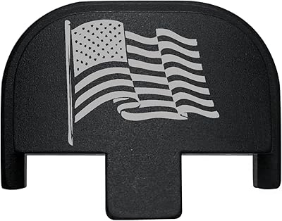 NDZ Performance Rear Slide Cover Back Plate for Smith & Wesson Self Defense S&W SD9 SD40 VE 9mm .40 Black Custom Laser Engraved Image: US Flag Wave 2