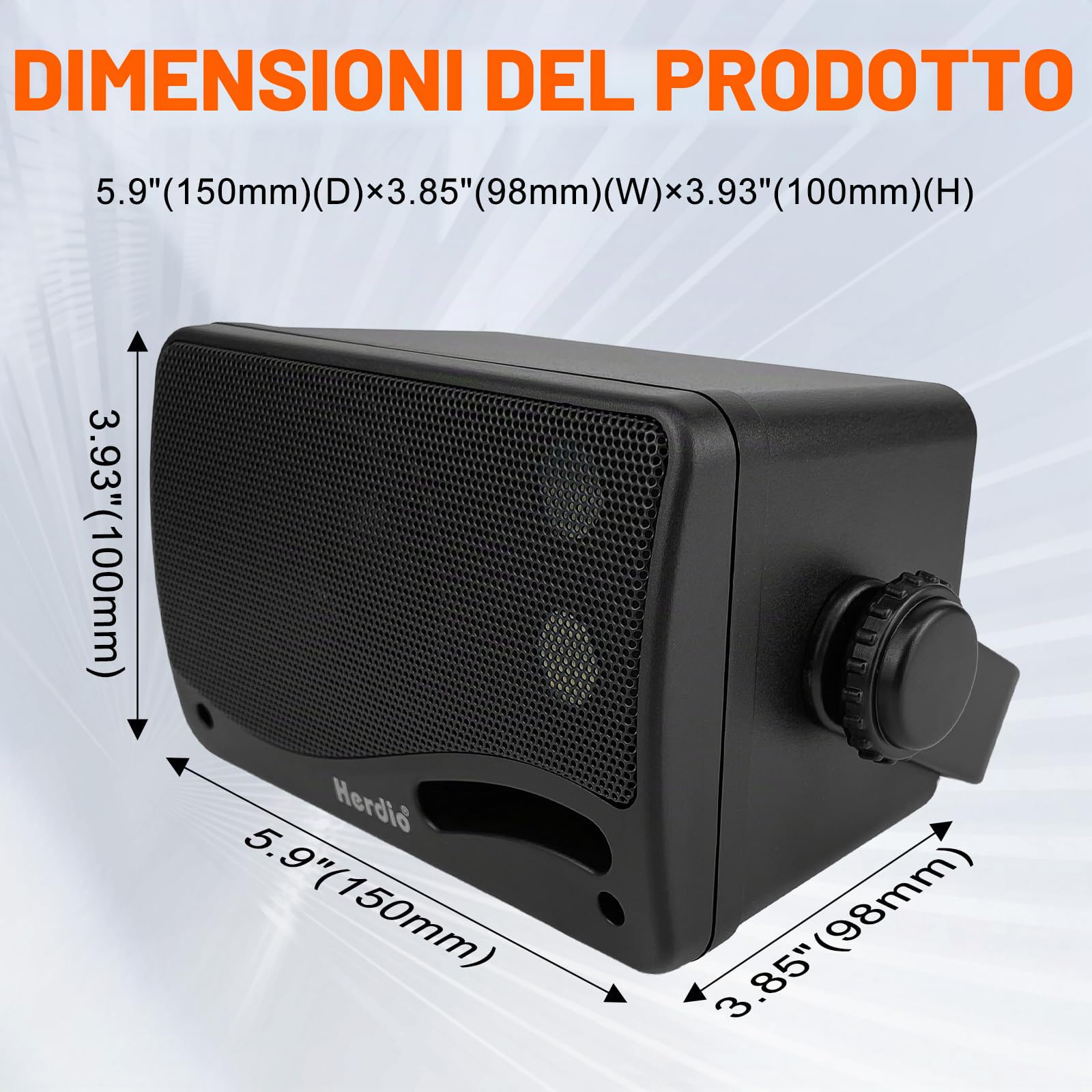 Herdio Altoparlanti Bluetooth da esterno da 3,5 pollici e 400 Watt, cablati, impermeabili, con bassi potenti, da montare a parete, per terrazza, giardino, veranda, interno, 4 pezzi, neri