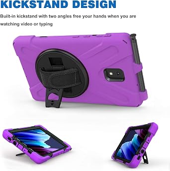 Samsung Galaxy Tab Active3/Active5 8.0 Case, with 360 Stand, Handle Hand Strap & Shoulder Strap for Samsung Galaxy Tab Active5 8 2024, Active3 8 2020 SM-X300/X307/T570/T577 (Purple)