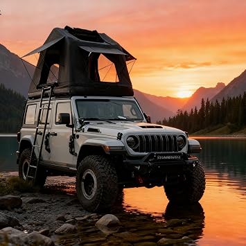 Inflatable Roof Top Tent, Car Roof Tent for Camping, Jeep, SUV, Van, with 300D Oxford Cloth, 3000mm Waterproof Rating, Mesh Windows, Integrated Mattress, Optional Ladder,for 23 People