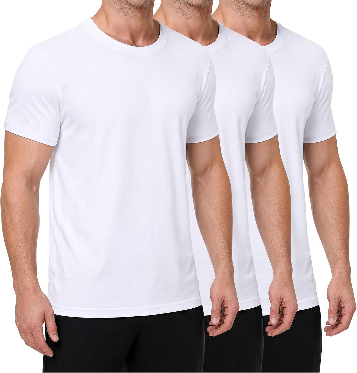 FALARY Men's Bamboo Viscose Undershirts 3 Pack, Soft Breathable T Shirts