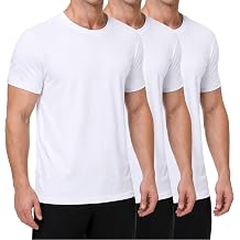 FALARY Mens Bamboo Viscose Undershirts 3 Pack, Soft Breathable T Shirts