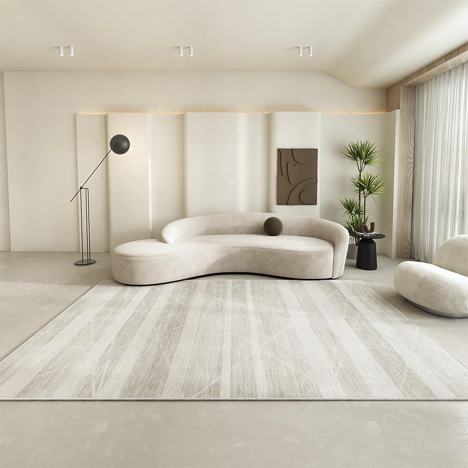 Schlafzimmer deko,Fleckenbeständiger waschbarer Teppich Braunes Streifendesign,esszimmer Teppich bettvorleger waschbar,60x160cm