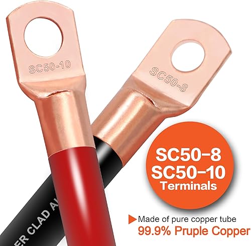 Miniatura 4 de Cable calibre 1/0 (20 pies cada uno - rojo/negro) de aluminio recubierto de cobre CCA - Cable primario automotriz, cable de alimentación y tierra