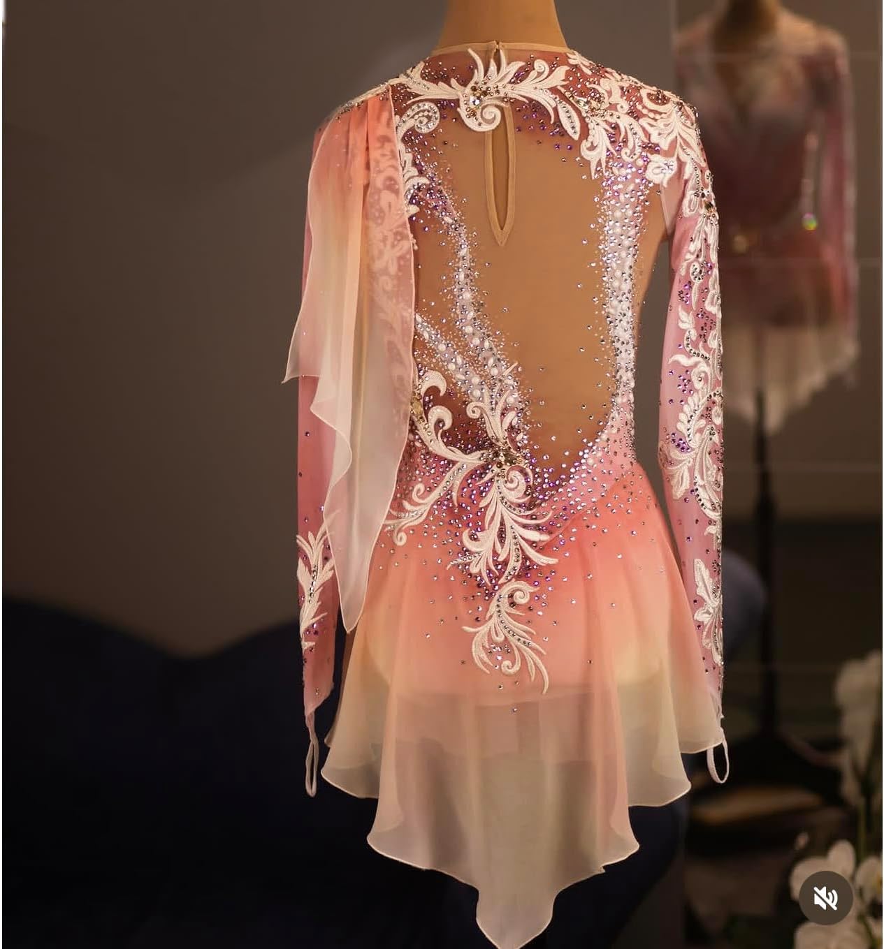 Figure Skating Dress, Performance Costume with Crystals, Red Skating Dresses