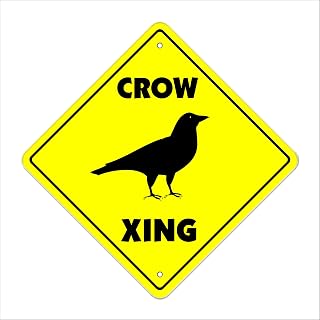 Crow Crossing Sign Zone Xing | Indoor/Outdoor | 12" Tall Black Bird eat Scare Fly Recipe