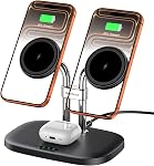 SwanScout 706M Chargeur sans fil pour iPhone 17, Chargeur magnétique double pour iPhone 16/1514/13/12 Series, Station de recharge pour AirPods Pro 2, AirPods 4/3rd (Noir)