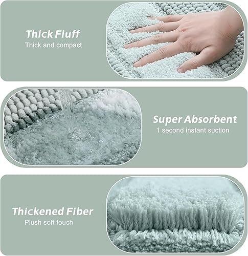 Miniatura 4 de Kmson Alfombra de baño de felpilla degradada, antideslizante, de 17 x 24 pulgadas, para suelo de baño y bañera, ultra suave, lavable, peluda,