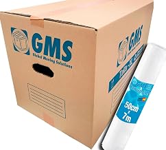 GMS – 20 Cardboard Moving Boxes 55 x 35 x 35 cm Size XL 67L + Bubble for Moving and Storage with Handles and Bubble, High Resistance Cardboard (20 Boxes 55 x 35 x 35 cm + Bubble)