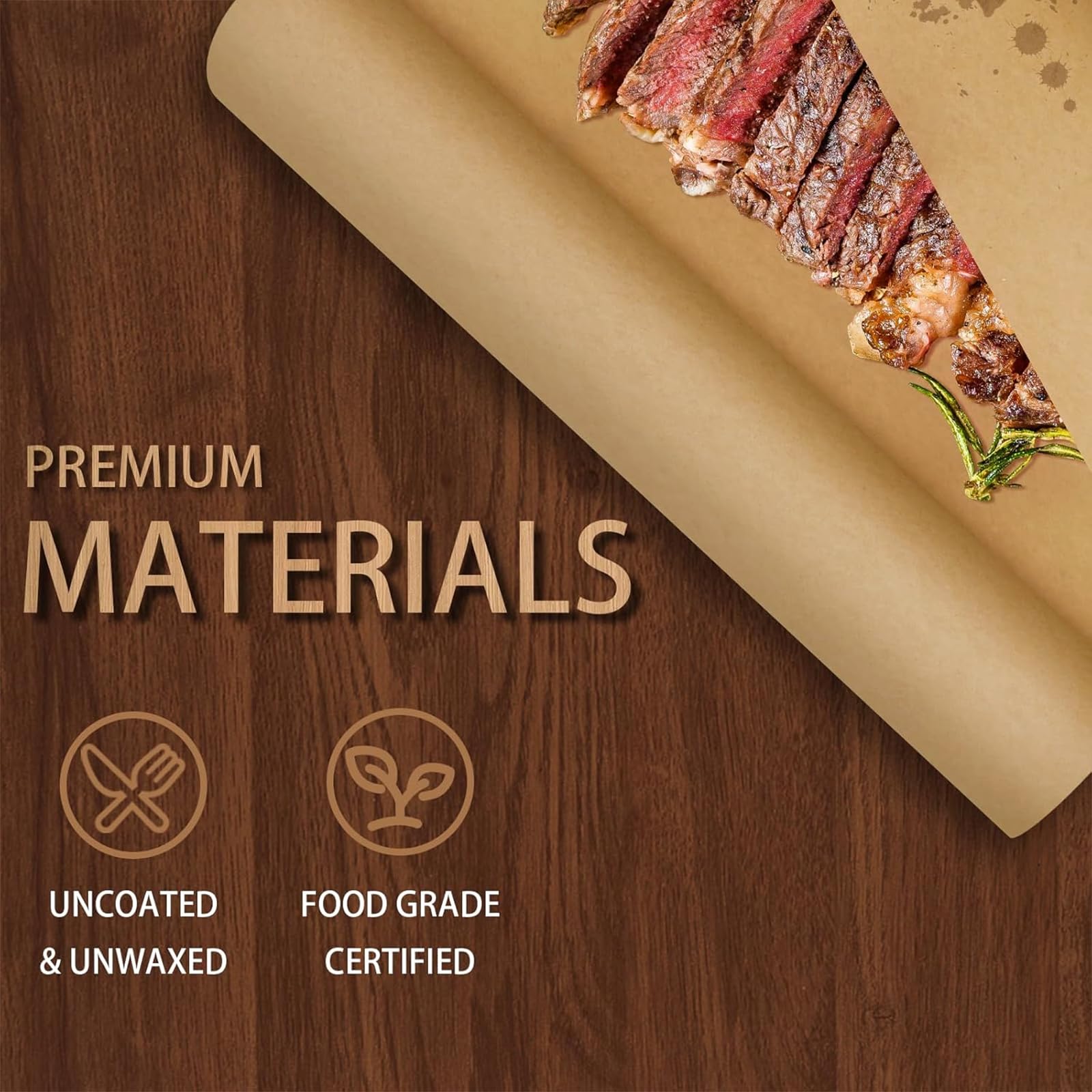Rouleau de papier de boucher marron 61 cm x 60 m pour la cuisine ou l'emballage, papier de boucher pour fumoir, rouleau de papier kraft, papier de boucher pour sublimation, papier de congélation,