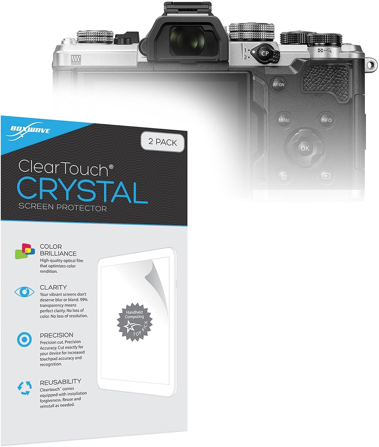 BoxWave Screen Protector Compatible with OM System OM-3 - ClearTouch Crystal (2-Pack), HD Film Skin - Shields from Scratches