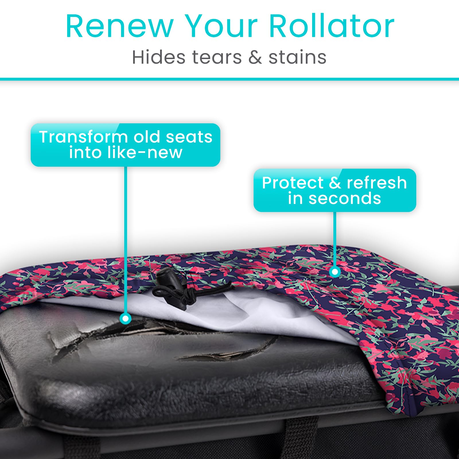 Rollator Seat & Backrest Covers - Washable & Removable -4 Rollator Seat & Backrest Covers - Washable & Removable -4