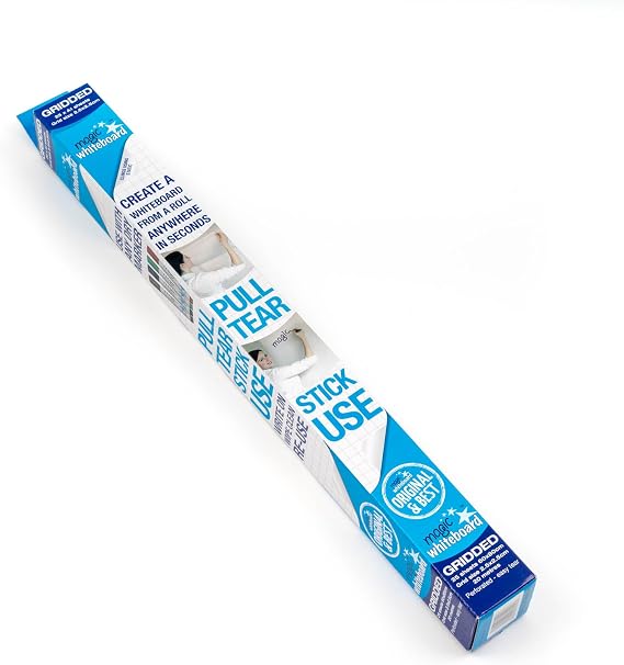 Magic Whiteboard - Reusable Sheets Sticks to Any Surface - 25 Sheets (A1) Perforated Roll &BIC Velleda 1721 Whiteboard Pens - Assorted Colours, Pouch of 8