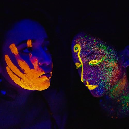 Miniatura 6 de Mysense Pintura facial con luz negra UV, pintura corporal fluorescente neón, delineador de ojos activado por agua, maquillaje a base de agua que