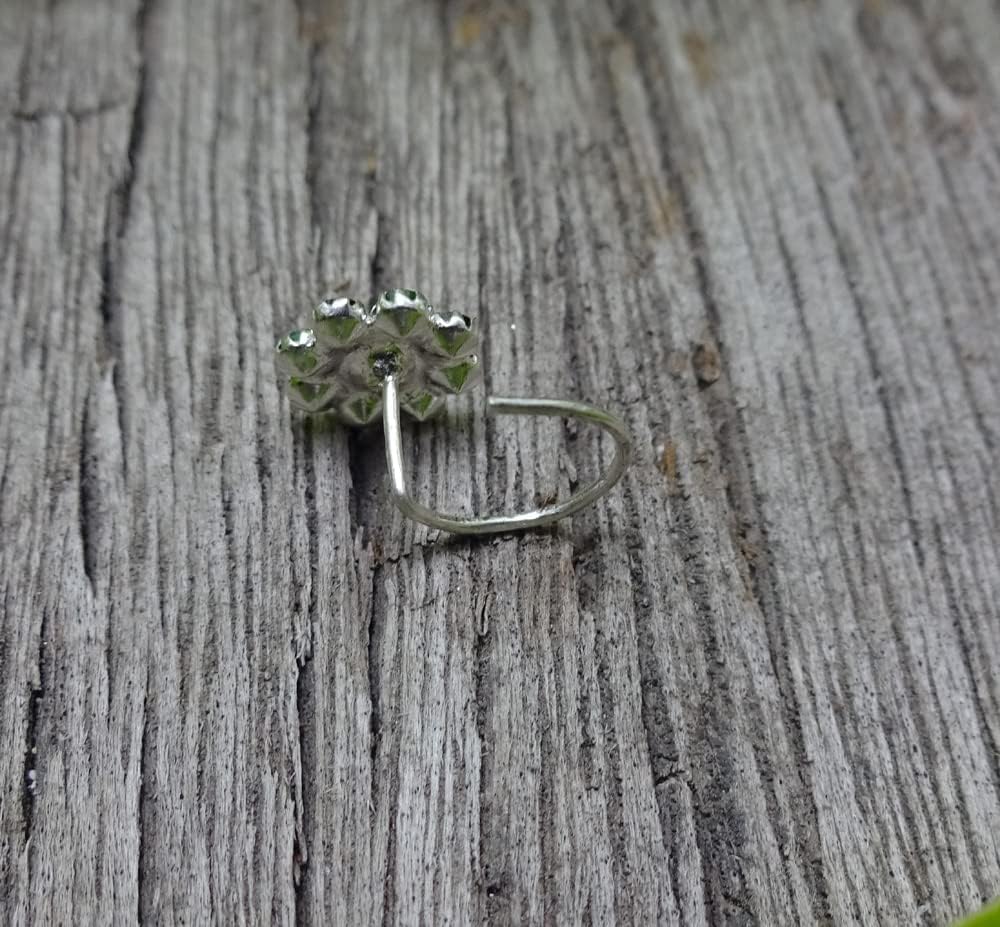 925 Sterling Silver Nose Stud CZ Diamond Nose Piercing Flower Nose Hoop Indian Nose Stud Silver Nose Pin Indian Nose Hoop Crock Screw Nose Piercing Indian Nose Ring
