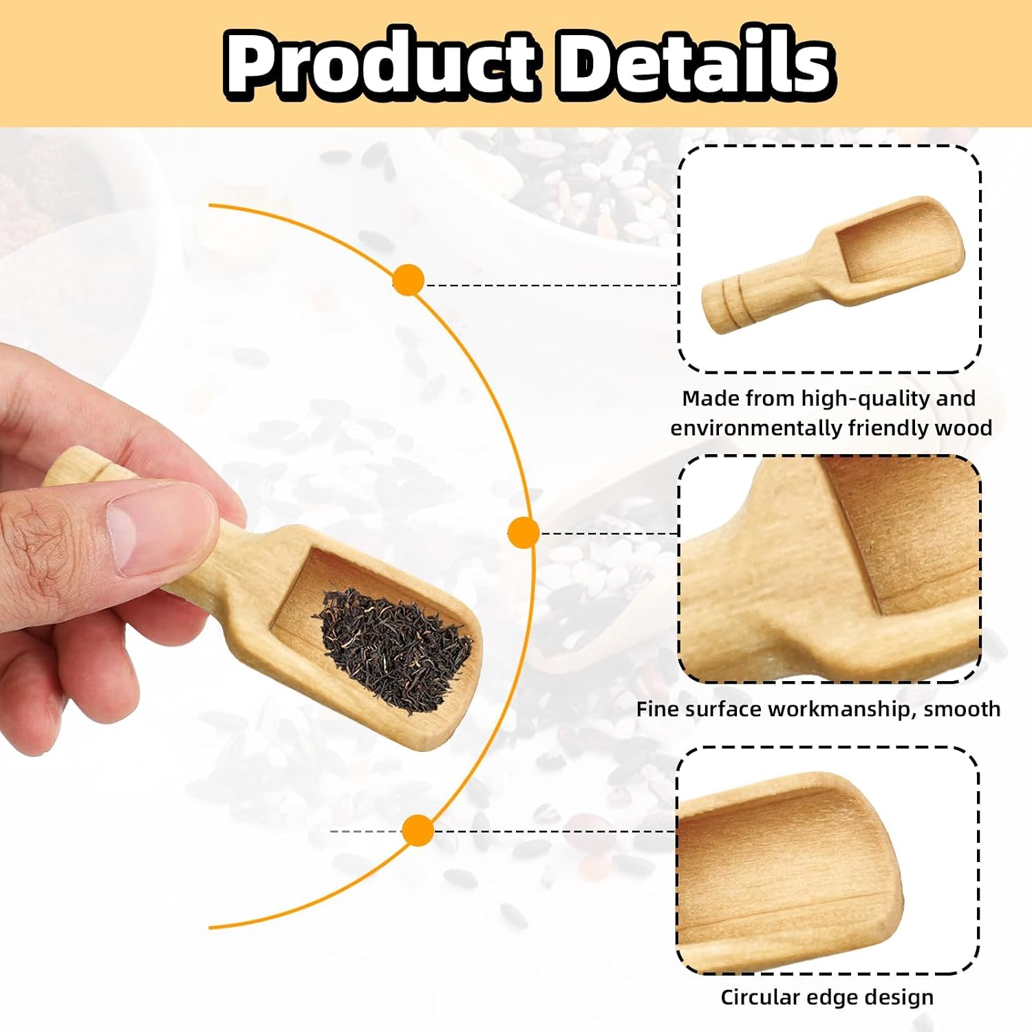 4PCS Wooden Spoons Small Scoop Mini Bamboo Spoons Eco-Friendly and Easy to Clean for Kitchen, Bath Salt,Salt Spoons Natural Scoop for Candy Honey Spices Sugar Tea Powder