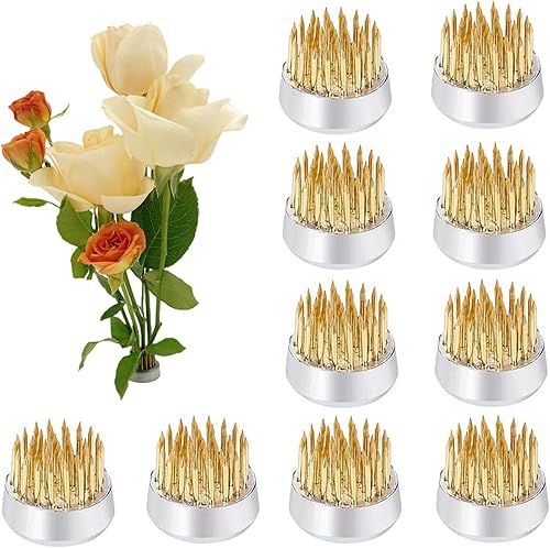 Ranas florales de 0.906 in0.9 pulgadas redondas Kenzans Mini Flower Frog Pin rana japonesa Ikebana Spiky Rana Herramientas Fijas Arreglista de