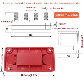 300A Power Distribution Block Bus Bar 4 x 5/16