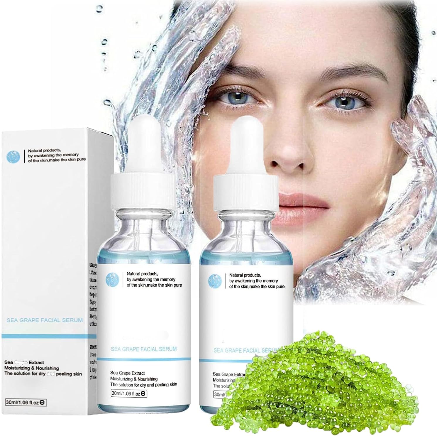 Luminea Sea Grape Facial Serum, Sea Grape Facial Serum Korean, Moisturizing Facial Anti Wrinkle Serum, Shrink Pore Oil Control Essence, Shrink Pore Hydrates and Moisturizes Skin (1PCS)