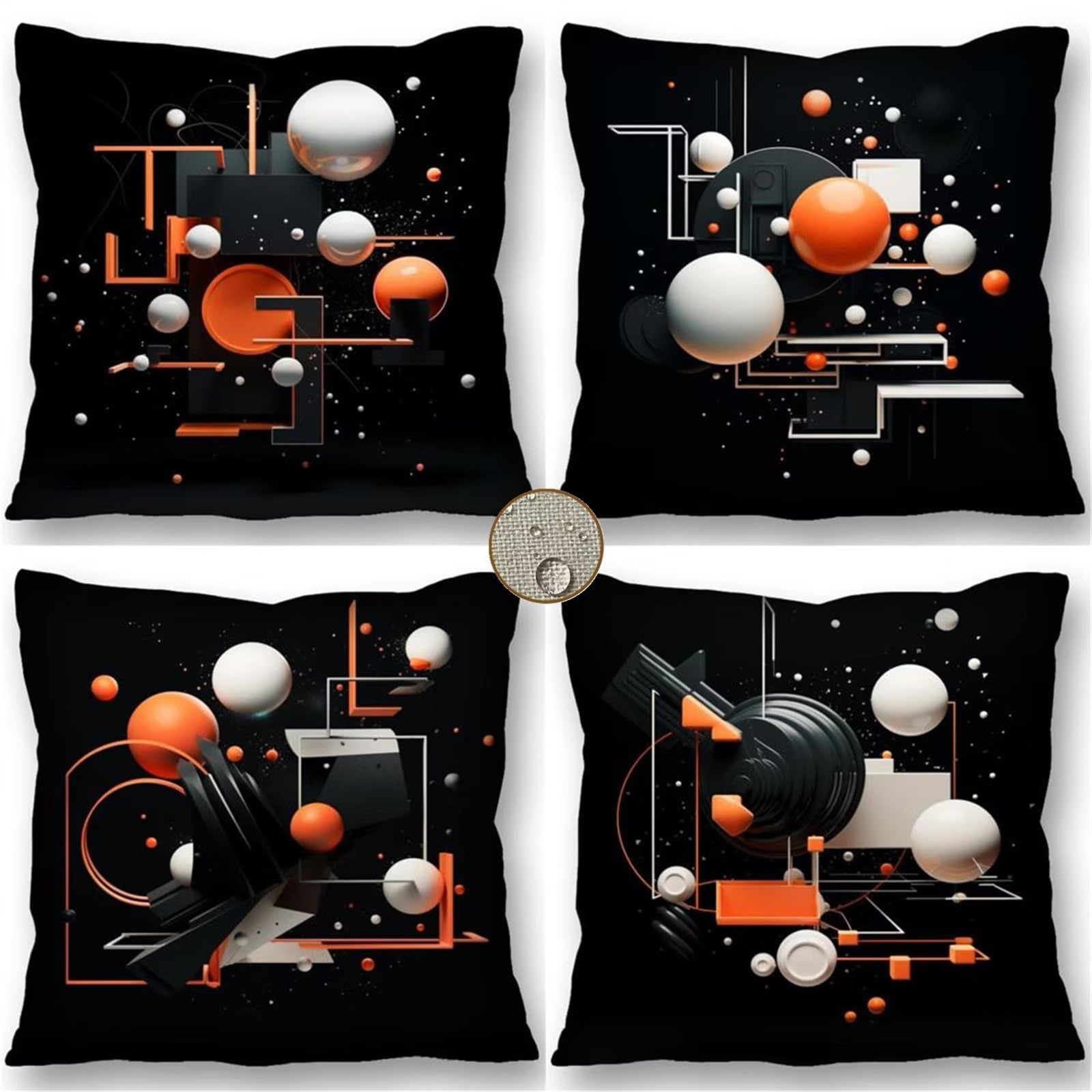 Juego de 4 Funda Cojín 70x70 cm Moderno Negro - Abstracto Cojines Exterior Jardín 45x45 para Sofá, Cojines Impermeables Exterior para Patio al Aire Libre, Decoración de Casa de Campo y Sala de Estar.