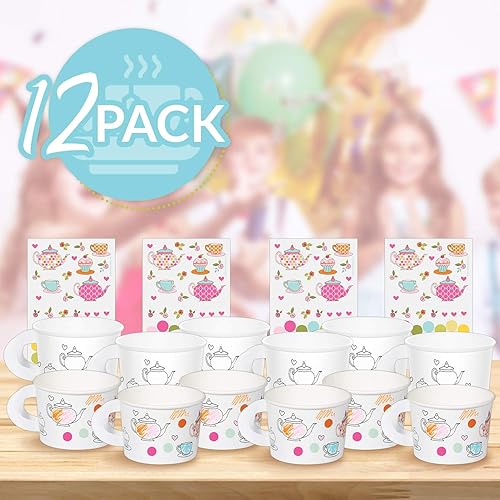 Miniatura 4 de Tazas de té para que decores en la hora de té tu propia taza de regalo 6unidades BlancoRosado 2 - unidades