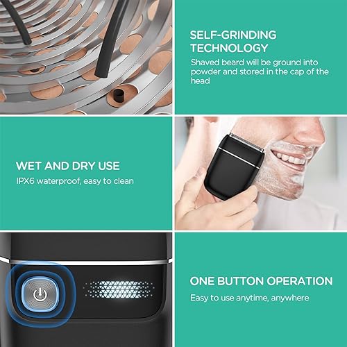 Miniatura 5 de VOYOR Afeitadora de papel de aluminio 2 en 1 doble para hombres, maquinilla de afeitar eléctrica portátil con maquinilla de afeitar recargable