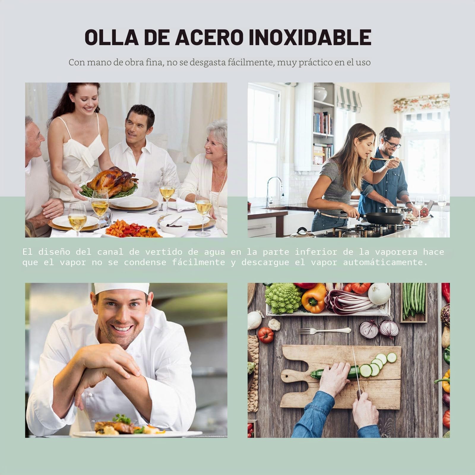 Kichvoe Olla de Acero Inoxidable para Pasta Diseño de Cierre Rápido, Resistente al Óxido y Práctica para Cocer Fideos Tapa y Escurridor Integrado