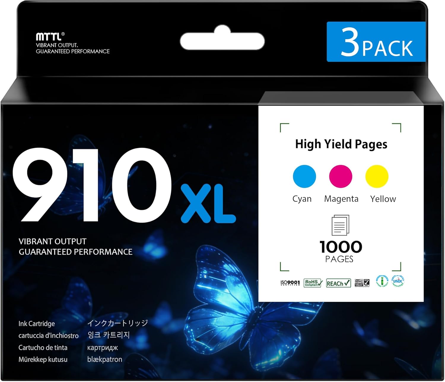 910XL Cyan, Magenta, Yellow Ink Cartridge Replacement for HP 910 910 XL Ink Cartridges Work for OfficeJet 8018 8022 8010 8015 OfficeJet Pro 8025 8028 8020 8035 Printer (3-Pack)