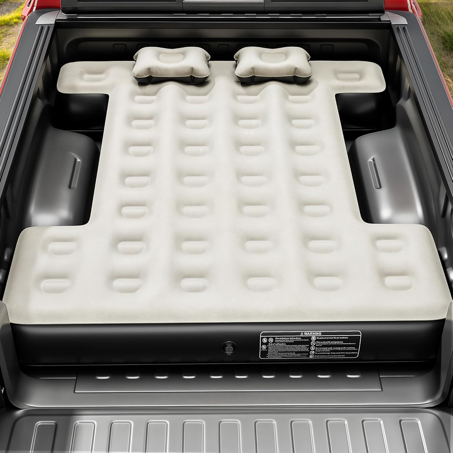 YITAHOME Truck Bed Air Mattress for 5.5-5.8 ft Full-Size Short Truck Beds, Inflatable Car Mattress Bed with Pump, Pillows, Carry Bag for Outdoor, Travel, Camping (Black&Gray)