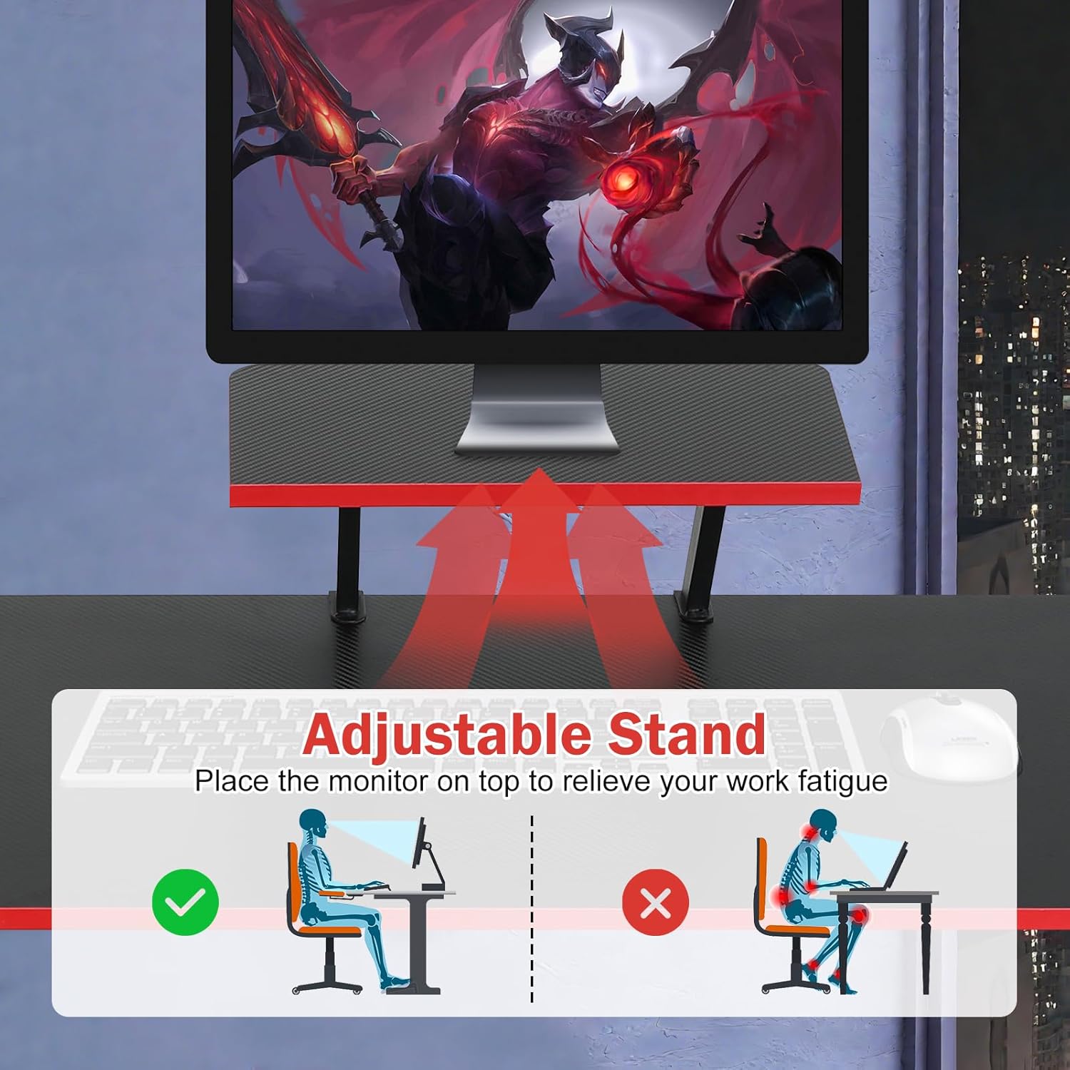 51 Inch L Shaped Gaming Desk Corner Computer Desk with Detachable Monitor Stand for Home Office Learning Gaming Workstation,Black