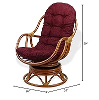 Vista 8 de Salón giratorio mecedora Bali silla de mimbre de ratán natural con cojín marrón claro, coñac