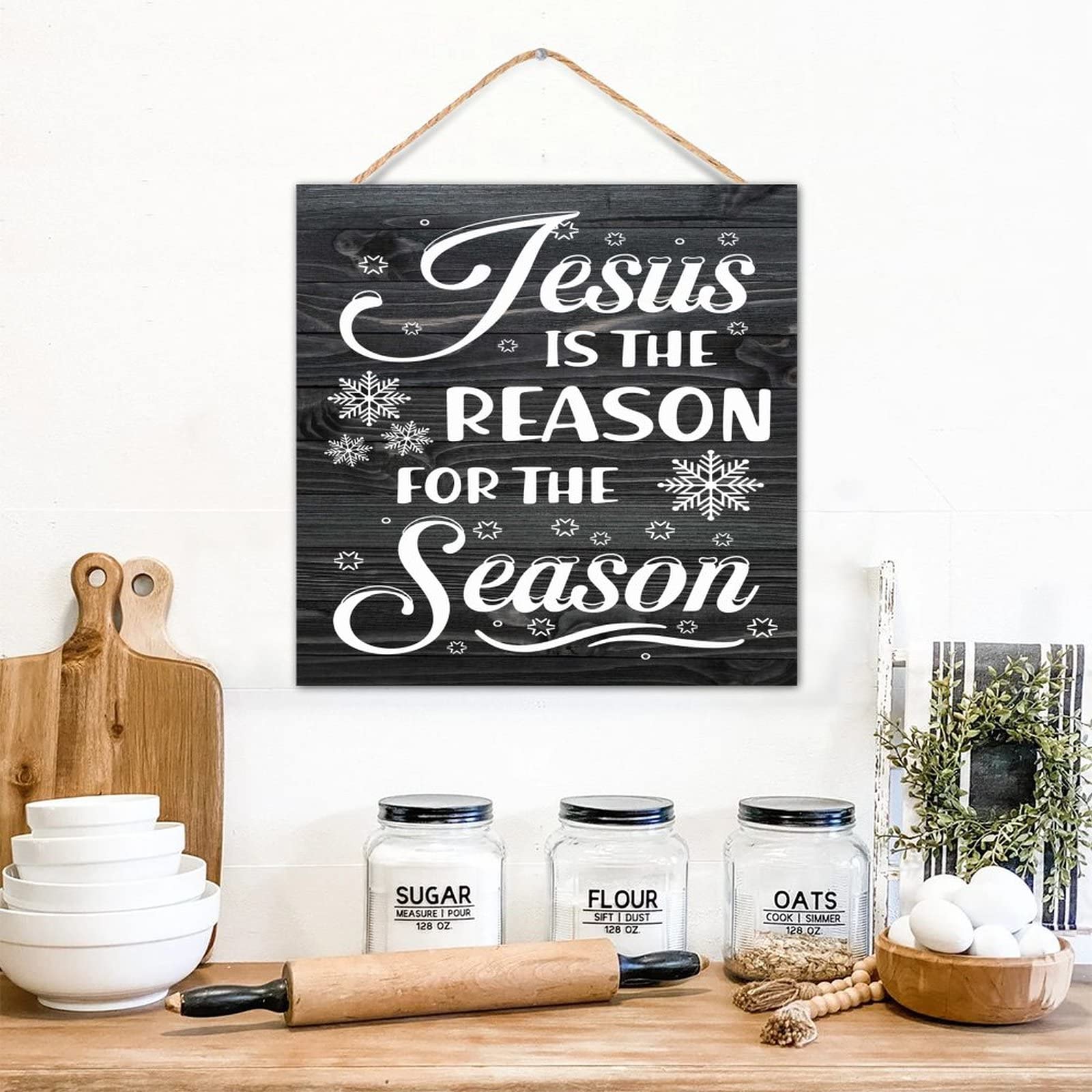 Plaque de table Jesus is the Reason en bois pour habiller un mur vide avec style