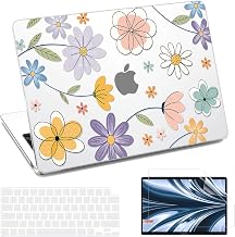 AKIT Compatible with MacBook Air 13 inch Case 2026 2025 2024 2023 2022 | M5 M4 M3 M2 A3449 A3240 A3113 A2681, Hard Shell Cover with Screen & Keyboard Cover for Mac Air 13.6" - Chamomile