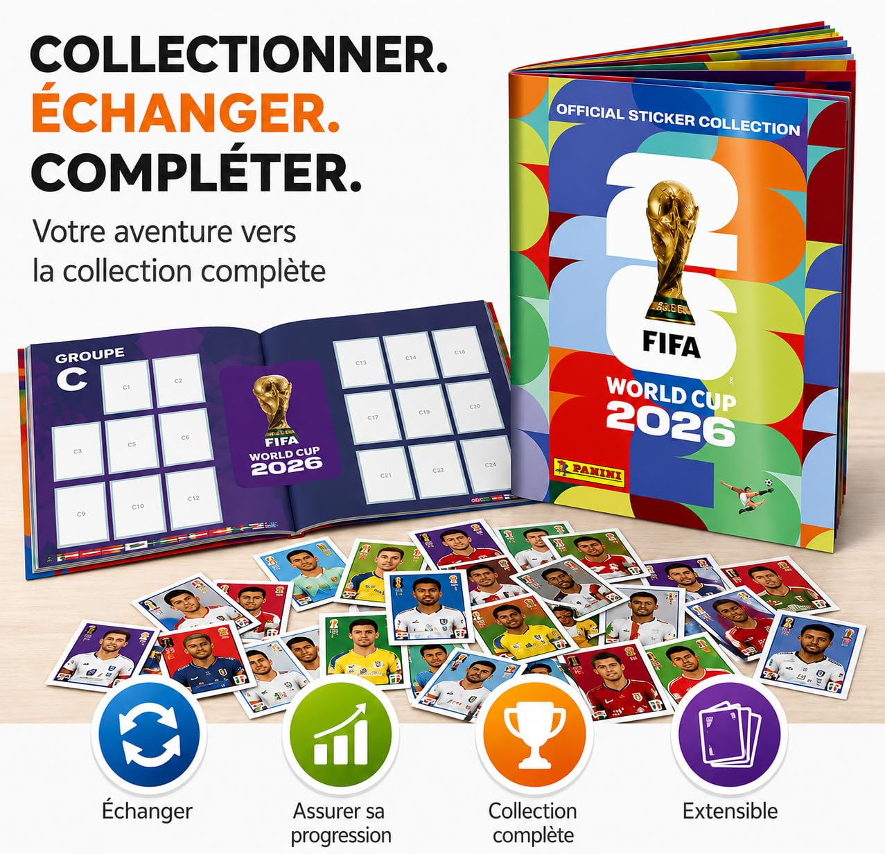 TK Gruppe Timo Klingler Panini Coupe du monde 2026 XXL Set - Album et autocollants - Plan de jeu, album d'autocollants - À collectionner - Coupe du monde de football 2026 (album de collection)