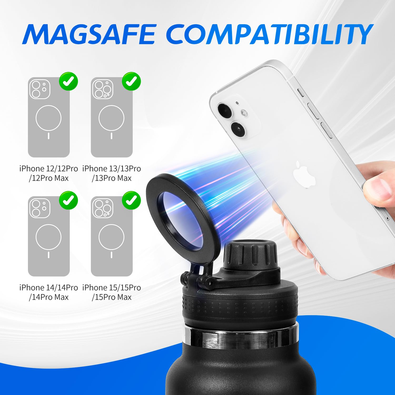 Magnetic Spout Lid for Hydro Flask wide mouth water bottles,Replacement Lid for 12 16 18 22 32 40 64oz 2.28