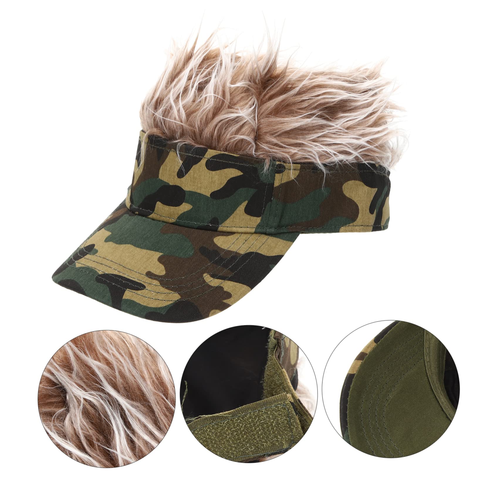 BESPORTBLE Casquette de Baseball Camouflage Perruque Chapeau Unisexe de Protection Solaire pour Activités Extérieures et Festivals