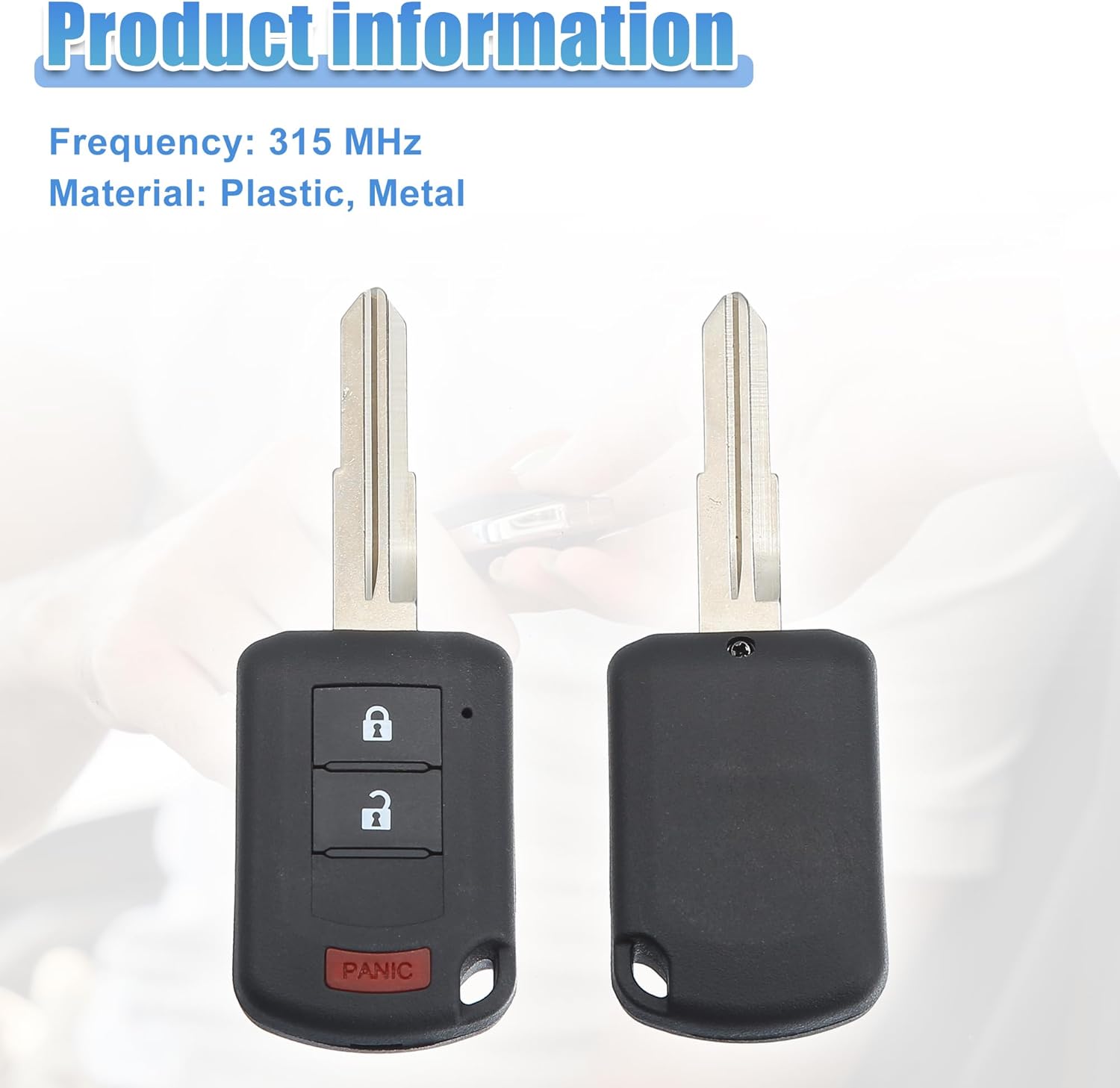 ACROPIX 315 MHz 3 Buttons Keyless Entry Remote Key Fob Fit for Mitsubishi Outlander 2016-2019 OUCJ166N - Pack of 2 Black