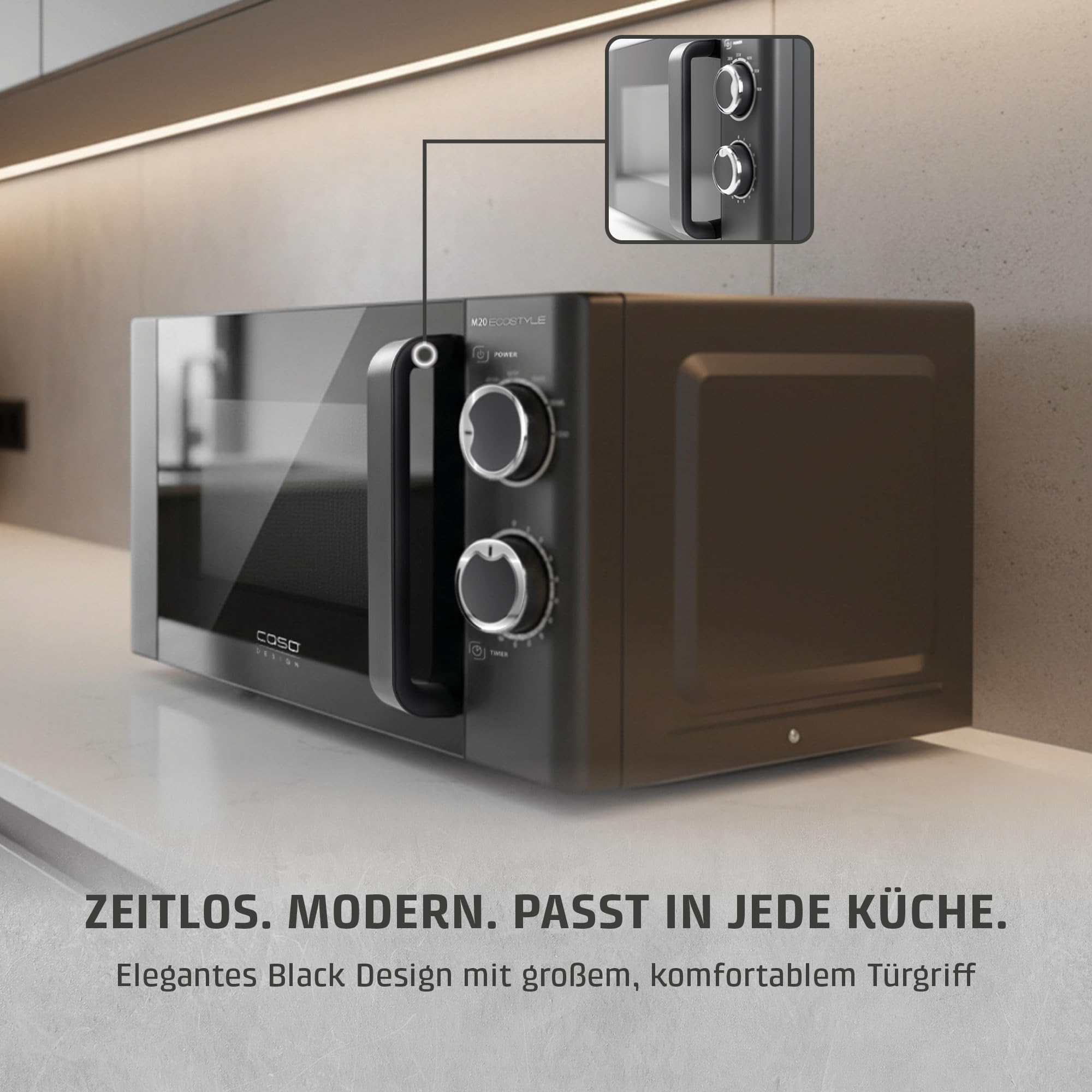 CASO M20 Ecostyle, Mikrowelle, 20 L Garraum, 700 Watt Leistung, anthrazit | einfache Bedienung, Drehteller Ø 24,5cm